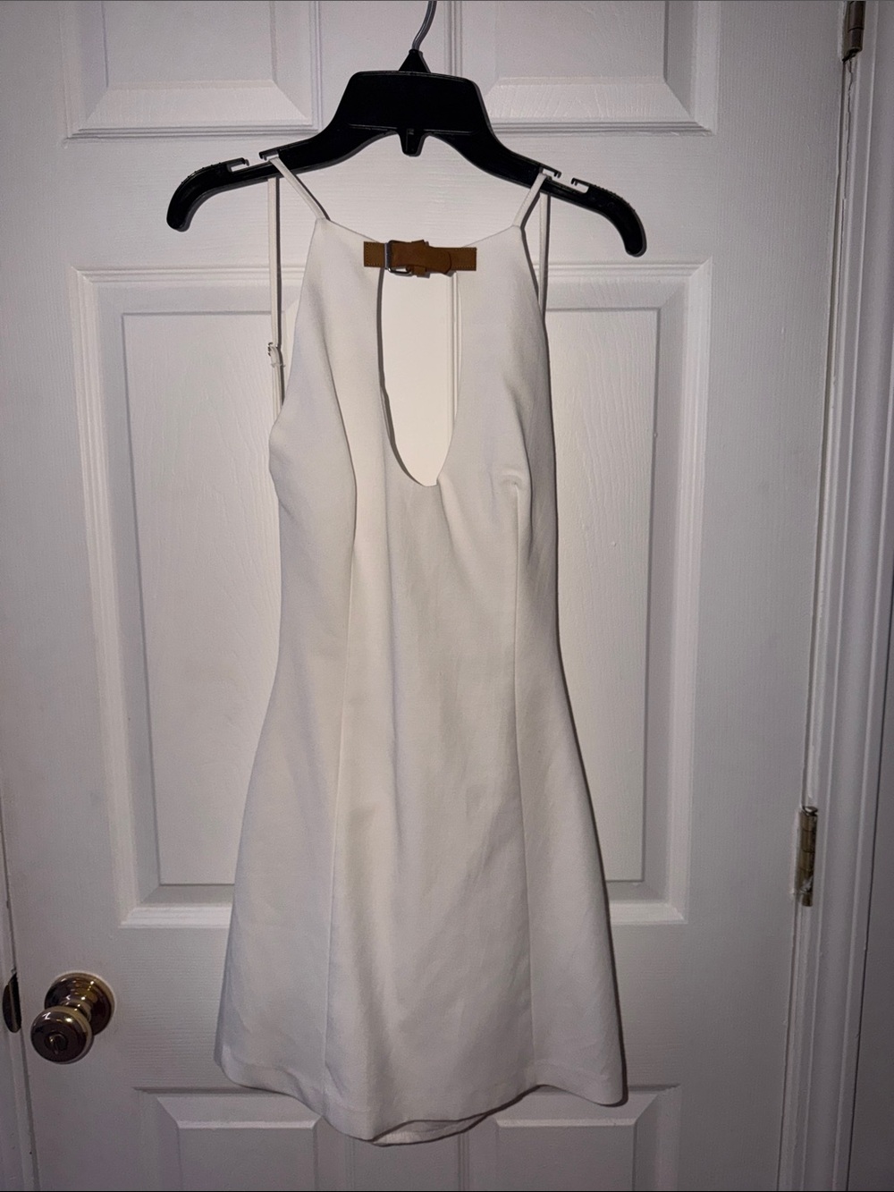 Zara Cream Mini Dress with Tan Buckle